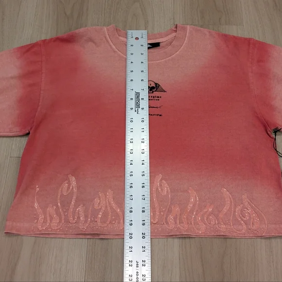 Civil Regime Cropped Distressed Flame Tee  No Tomorrow NWT Size Large - Picture 6 of 10